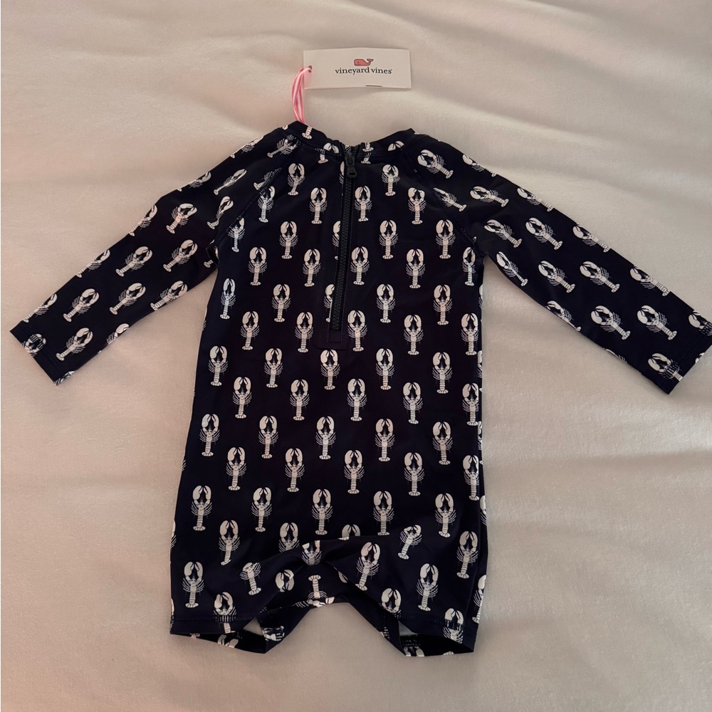 Vineyard Vines Dark Blue Romper with White Lobster Design